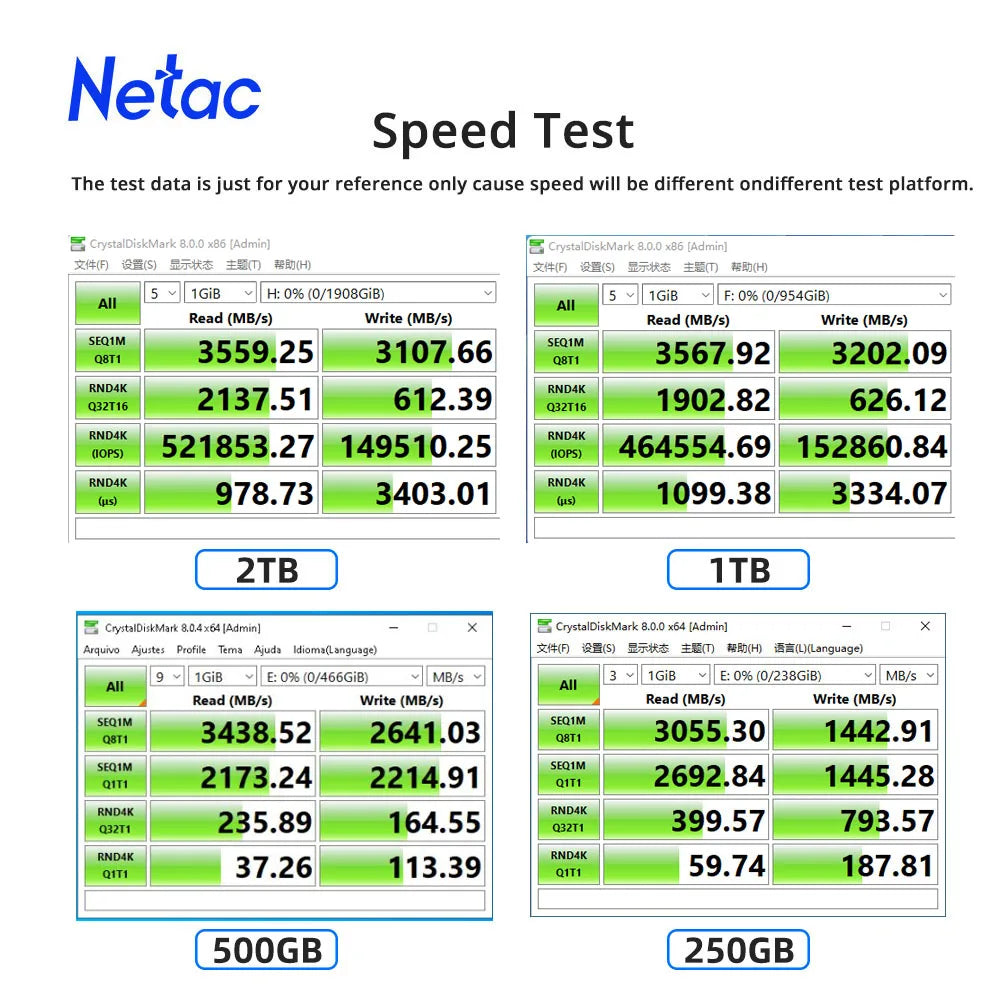 Netac NV3000 SSD M2 NVMe 3500MB/s PCIe 3.0 HD 250GB 500GB 1TB 2TB M.2 Hard Disk Internal Solid State Drive for Desktop Laptop