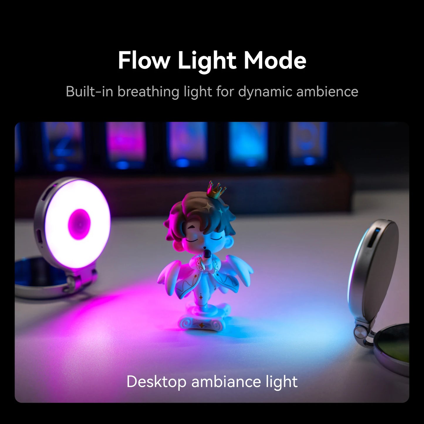 TELESIN Magnetic 360° Rotation RGB Fill Light Mini Selfie Light 3 Mode Adjustable Color Brightness for Smartphone Iphone Android