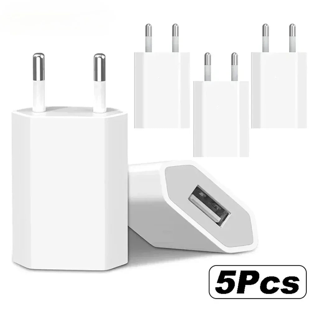 5V/1A Mini EU Plug Charger USB Mobile Phones Charger USB-C Quick Charger Wall Power Adapter Chargers For iPhone Samsung Xiaomi