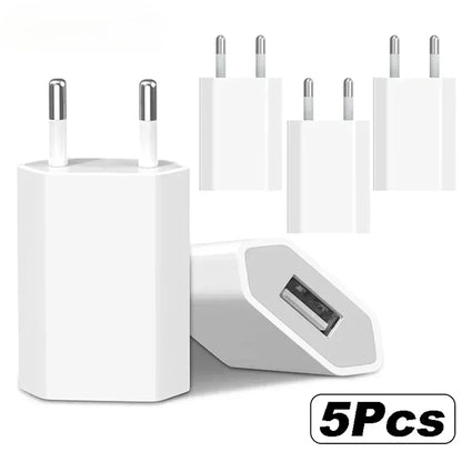 5V/1A Mini EU Plug Charger USB Mobile Phones Charger USB-C Quick Charger Wall Power Adapter Chargers For iPhone Samsung Xiaomi