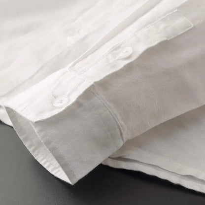 Spring Summer New Hooded Long-sleeved Solid Inen Shirt Trendy Men's Thin Loose Youth Fashionable Cotton Linen Sunscreen Shirt