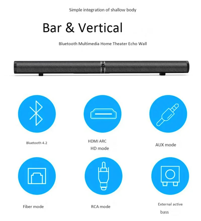 TV Echo Wall Bluetooth Speaker Separate Integrated 6 Horn Desktop Subwoofer 3.5 MM Audio Interface Stereo Sound Home Speakers
