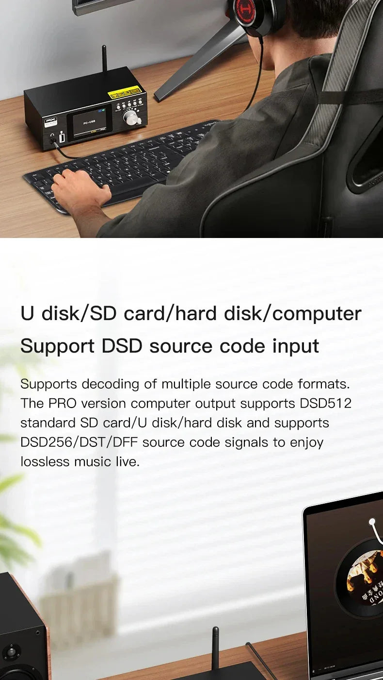 Flagship HIFI Digital Music Player ES9038Q2M DAC DSD512 Lossless Decoding Audio Decoder QCC5125 Bluetooth 5.1 AMANERO USB