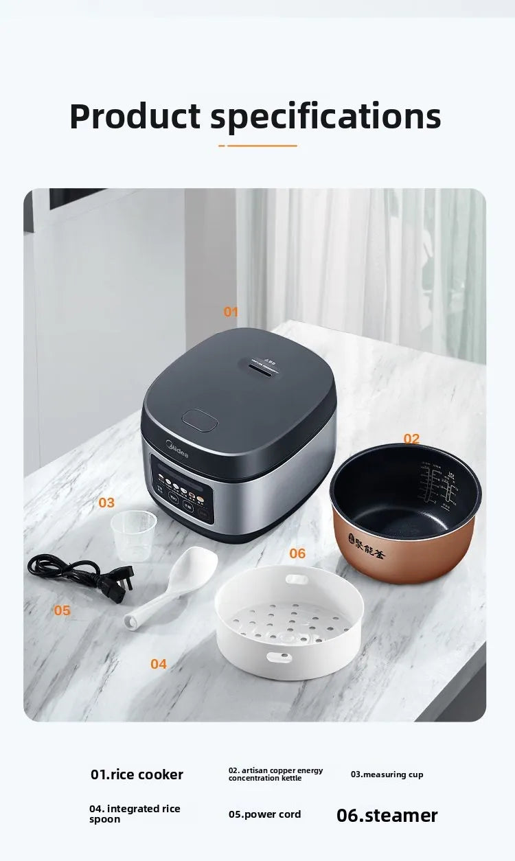 Home-use smart rice cooker with timer function, 4L/5L multi-functional non-stick large capacity MB-RE430