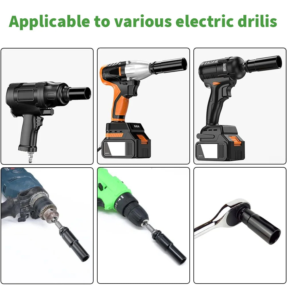 10pcs Impact Socket Set 1/2” Drive Hex Spanner Deep Sockets 10-24mm Pneumatic Wrench Head Tire Removal Tools