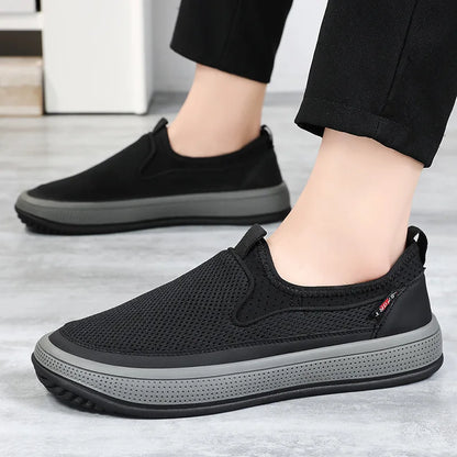 Men's mesh shoes 2026 summer new solid color versatile single shoe breathable soft sole lightweight casual shoes