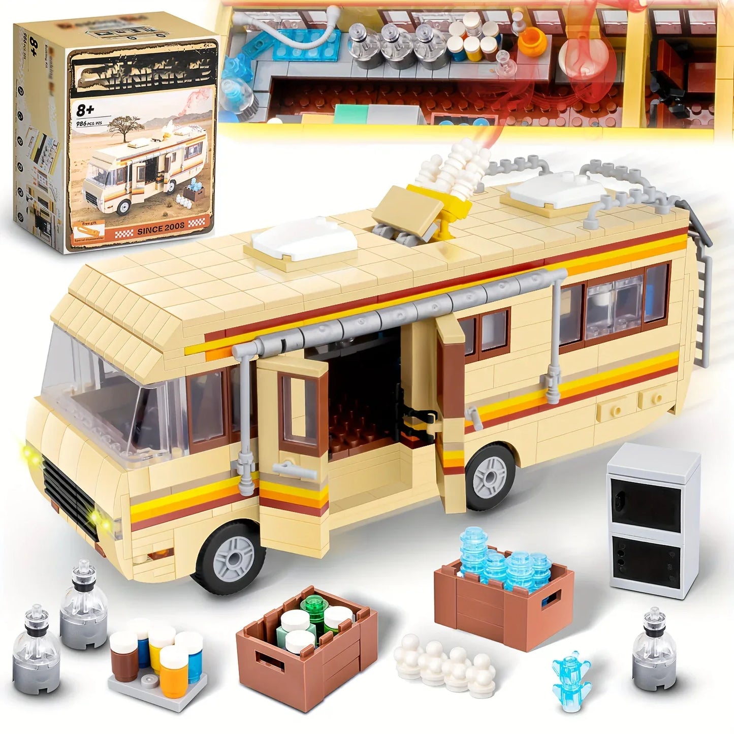 986pcs Breaking Bad Building Set Bus Toy Accessories Educational DIY RV Toy Birthday Party Favor For Boys Girls Christmas gift