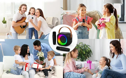 Haomuren Portable Karaoke Machine with Wireless 1 or 2 Microphone Mini Bluetooth Speaker for Children Singing Family Party Gift
