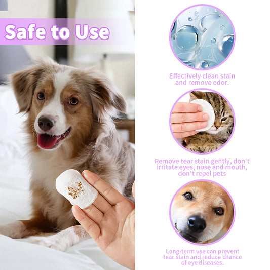 1-Pack Gentle Pet Eye Wipes - Plant Extracts No Irritation Tear Stain Remover for Cats Dogs Portable Eye Care Essentials by PDG ibma