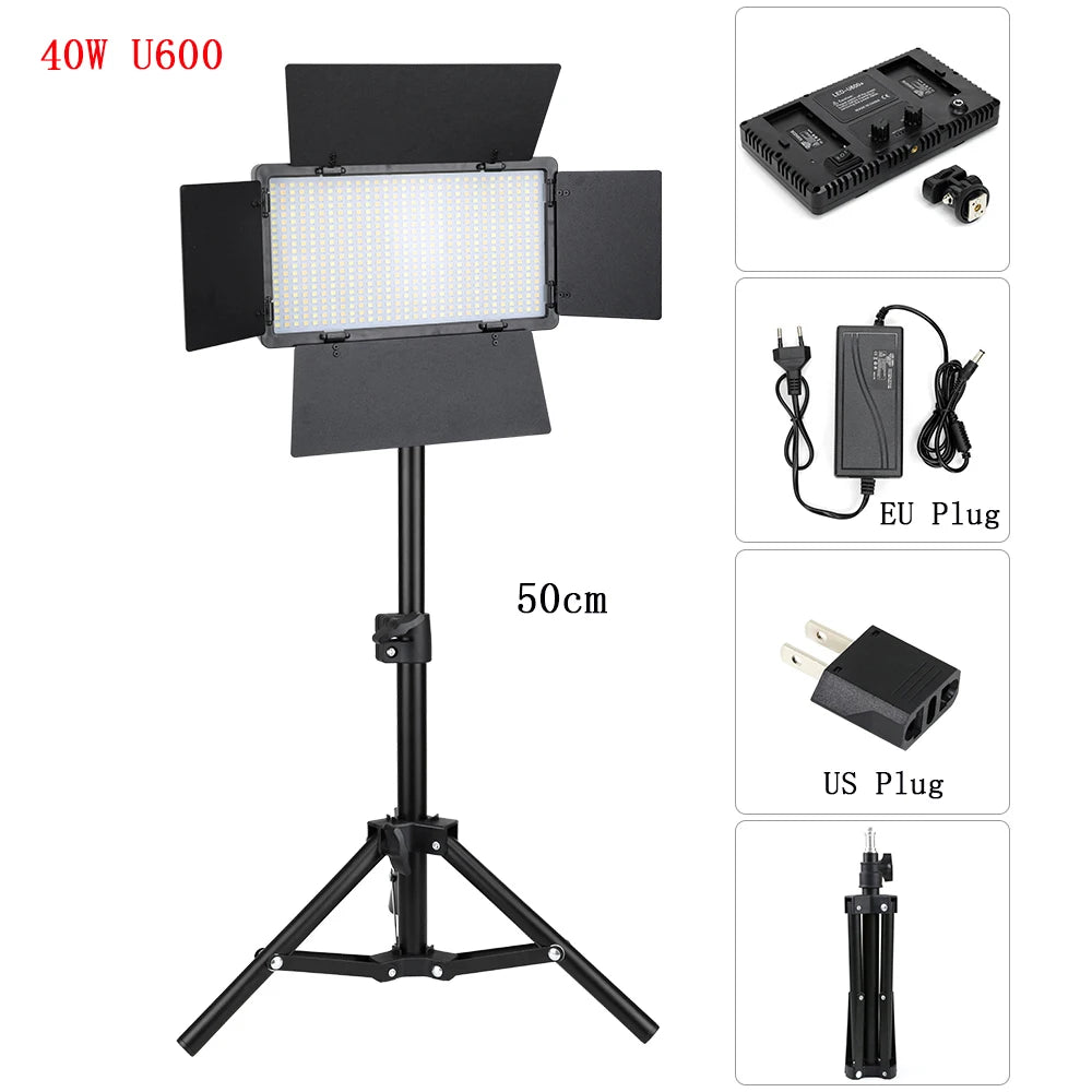 U600/U800 LED Photo Studio Light for Youbute Game Live Video Lighting Portable LED Video Recording Photography Panel Lamp