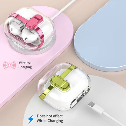 Transparent Secure Lock Earphone Cover For Samsung Galaxy Buds 3 / Buds 3 Pro Case Shockproof With Keychain Cleaning Accessories