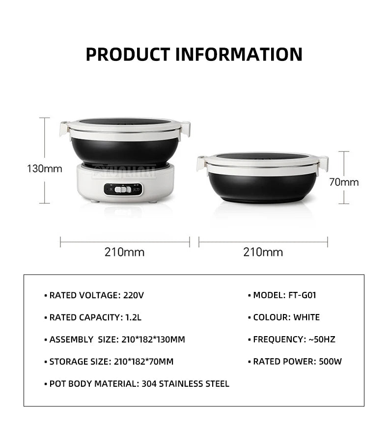 Kitchen Fast Heating Cooker Durable Portable Foldable Multi Cooker Split Stainless Steel Electric Pot