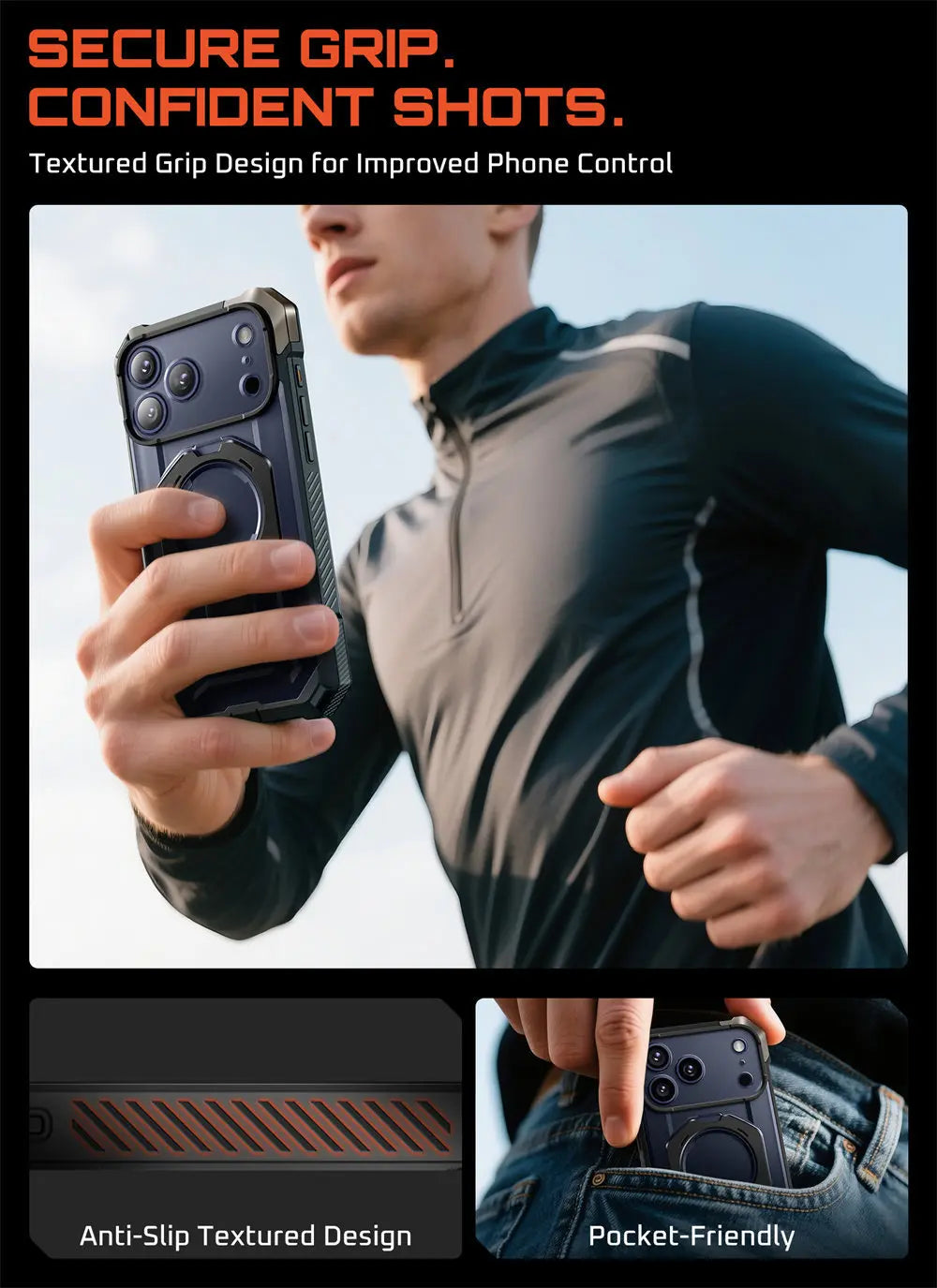 SUPCASE For iPhone 17 Pro Max Case with Camera Control Capture Button UB Grip Heavy Duty Rugged Magnetic Phone Case with Stand