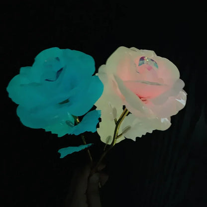 2024 Luminous Rose Valentine's Day Present Gifts Eternal Rose Flower Simulation 24k Gold Foil Rose Mother's Day Gifts