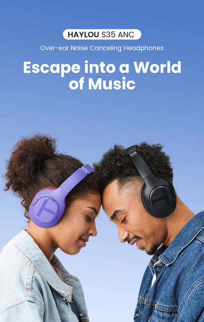 HAYLOU S35 ANC Wireless Bluetooth 5.2 Headphones 42dB Over-ear Noise Cancellation Headsets 40mm Driver 60H Playtime Earphones