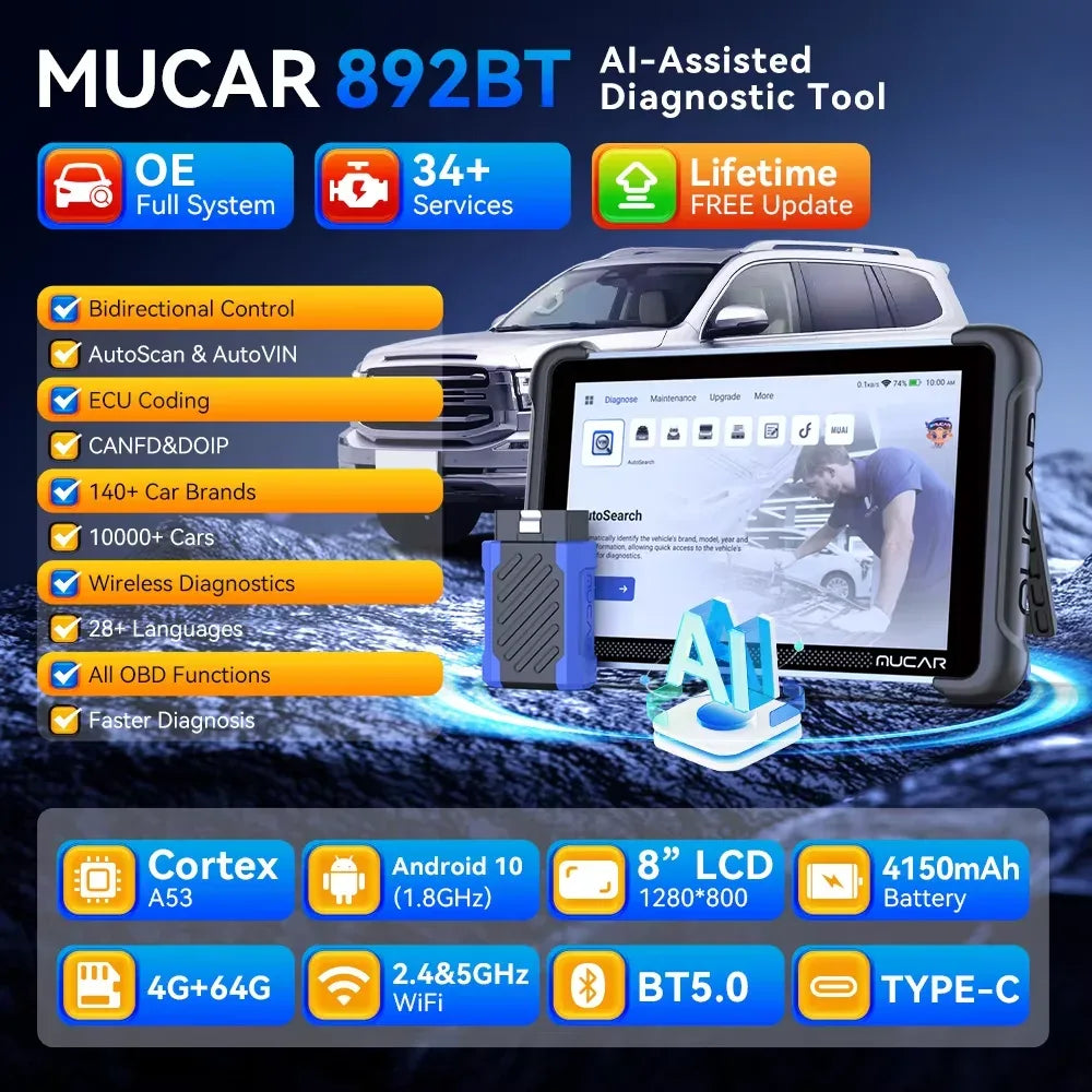 THINKCAR THINKTOOL MINI 2 CANFD Auto Car  Diagnostic Tools Obd2 Scanner Bi-directional Scan Tool 28 Resets Full System Diagnose