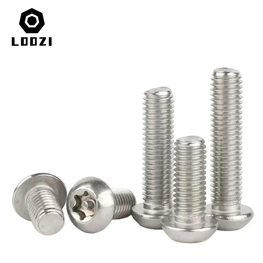 304 Stainless Steel Six Lobe Torx Button Round Head With Pin Anti-theft Tamper Proof Security Bolt Screw M3 M4 M5 M6 M8 M10 M12