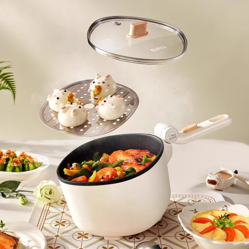 Household multifunctional electric cooking pot frying pan integrated folding pot student dormitory electric cooking pot