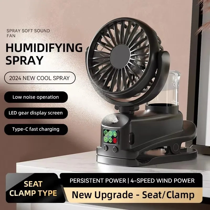 Refrigerating Clip Spray Fan USB Rechargeable Office Dormitory Outdoor Multi-Functional Desktop Clip Fan Moisturizing