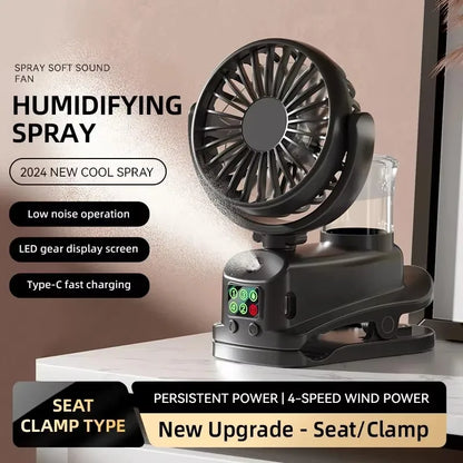Refrigerating Clip Spray Fan USB Rechargeable Office Dormitory Outdoor Multi-Functional Desktop Clip Fan Moisturizing
