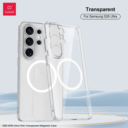 Xundd Magnetic Case For Samsung Galaxy S26 Ultra PC HD Transparent Cover Camera Lens Protection For Samsung S26 Ultra Case