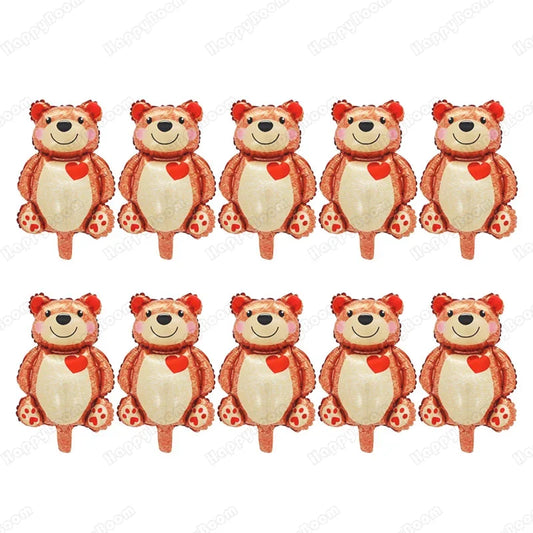 3/5/10pcs Mini Heart-shaped Bear Valentine's Day Birthday Theme Party Wedding Baby Shower Decoration Foil Balloon Kids Toys Gift