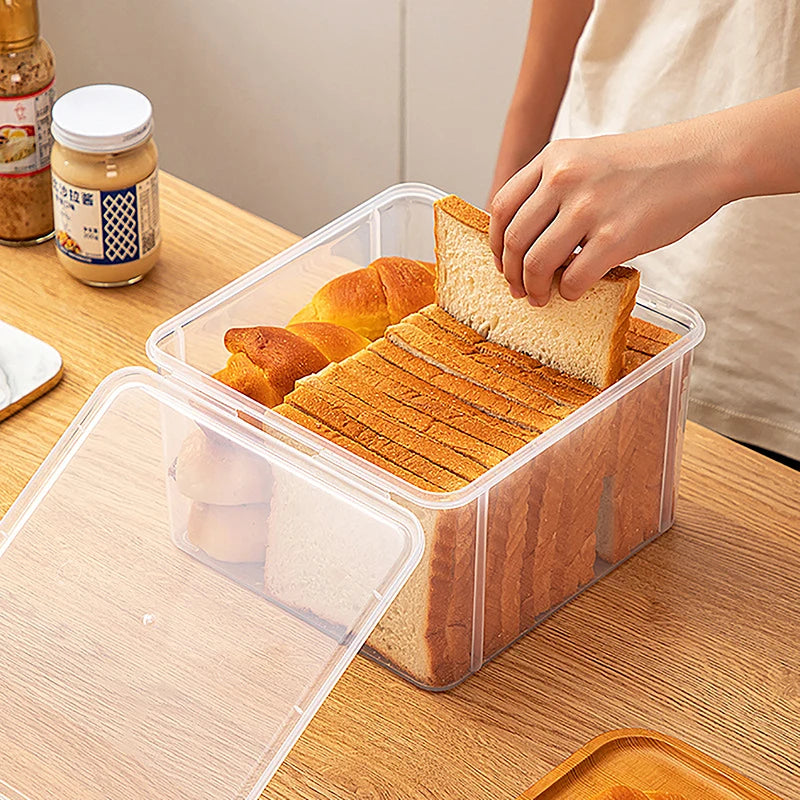 Bread Container Storage Box Kitchen Dispenser Bread Boxes Baking Bread Cake Containers Airtight Box Refrigerator Clear Kitchen