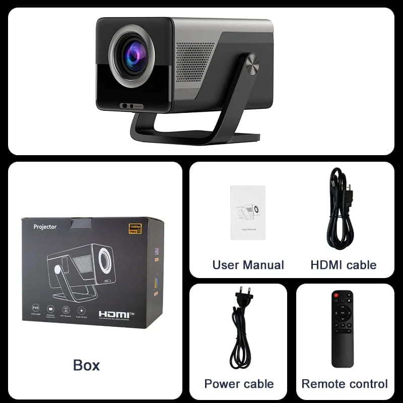 HUAWEISHI Full HD 1080P Projector 4K 1200 ANSI Android WiFi 6 Auto Focus Home Theater Projectors for Movie Meeting Video
