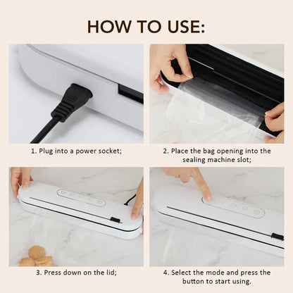 280/200mm 110/220V Heat Seal Machine Household Impulse Vacuum & Power Suction Food Meat Plastic Bag Sealer Kitchen Fruit Storage