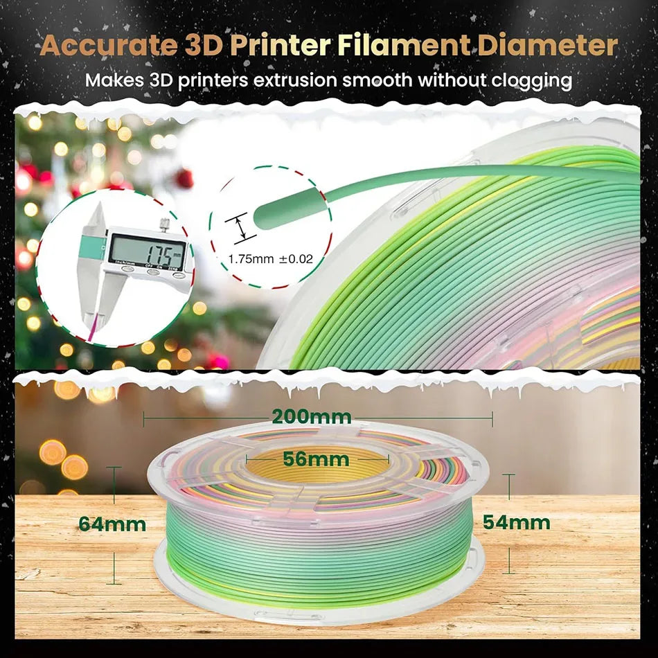 JAYO 10Rolls SILK PLA+ 3D Filament 1.75mm SILK PLA Rainbow  Filament for FDM 3D Printer SILK Dual & Triple 3D Printing Materials