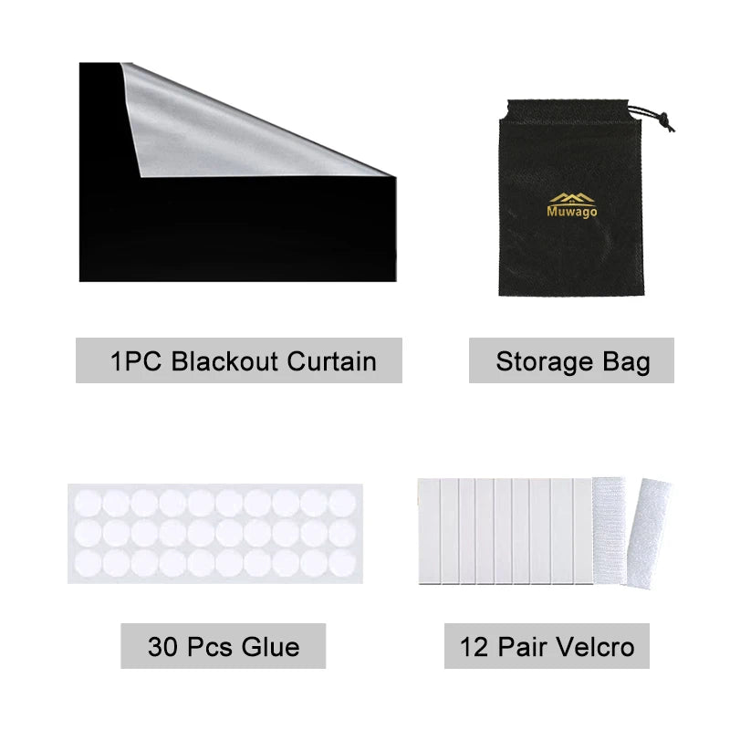 DIY Portable Travel 100% Blackout Curtain Portable Blocking Darkest Window Cloth for Living Room Home Non-perforated Black Cloth