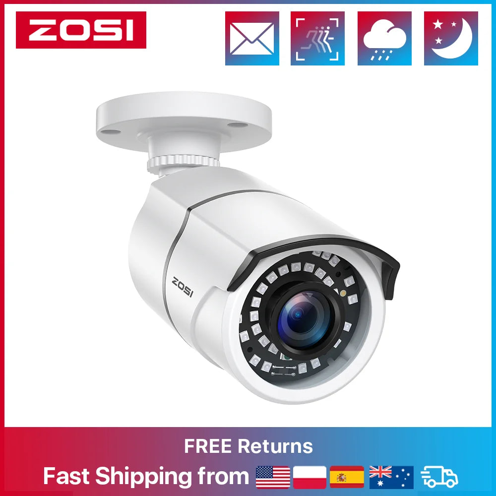 ZOSI 1080P 2MP TVI CCTV 120ft IR Nightvision Motion Sensor Waterproof Home Outdoor Surveillance Security Bullet CCTV camera
