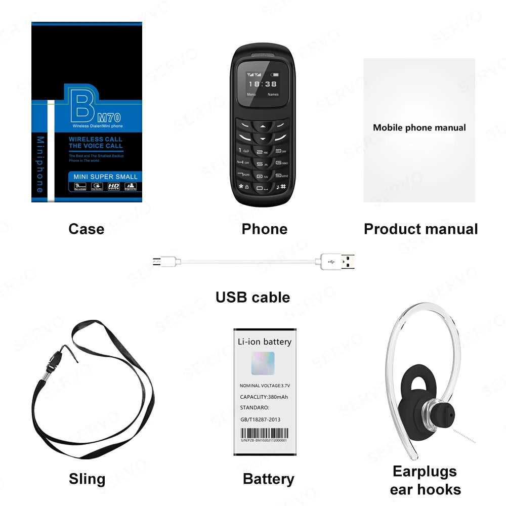 SERVO BM70 Mini Mobile Phone 2SIM Standby Bluetooth Dialer Call Recording Magic Voice MP3 Player Blacklist Small Cheap Cellphone