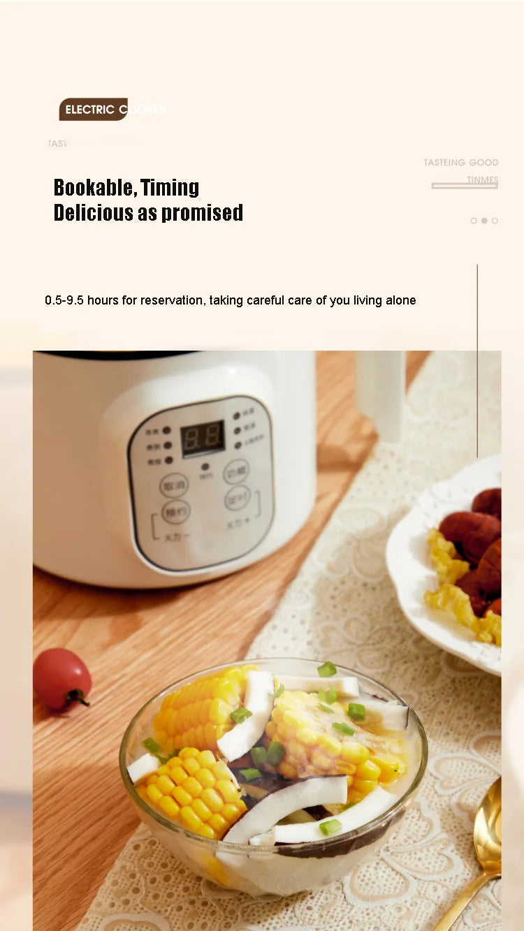 Multifunctional Electric Slow Cooker Portable Dormitory Student Office Staff Mini Electric Pot Stir Stew Non-Stick Rice Cooker