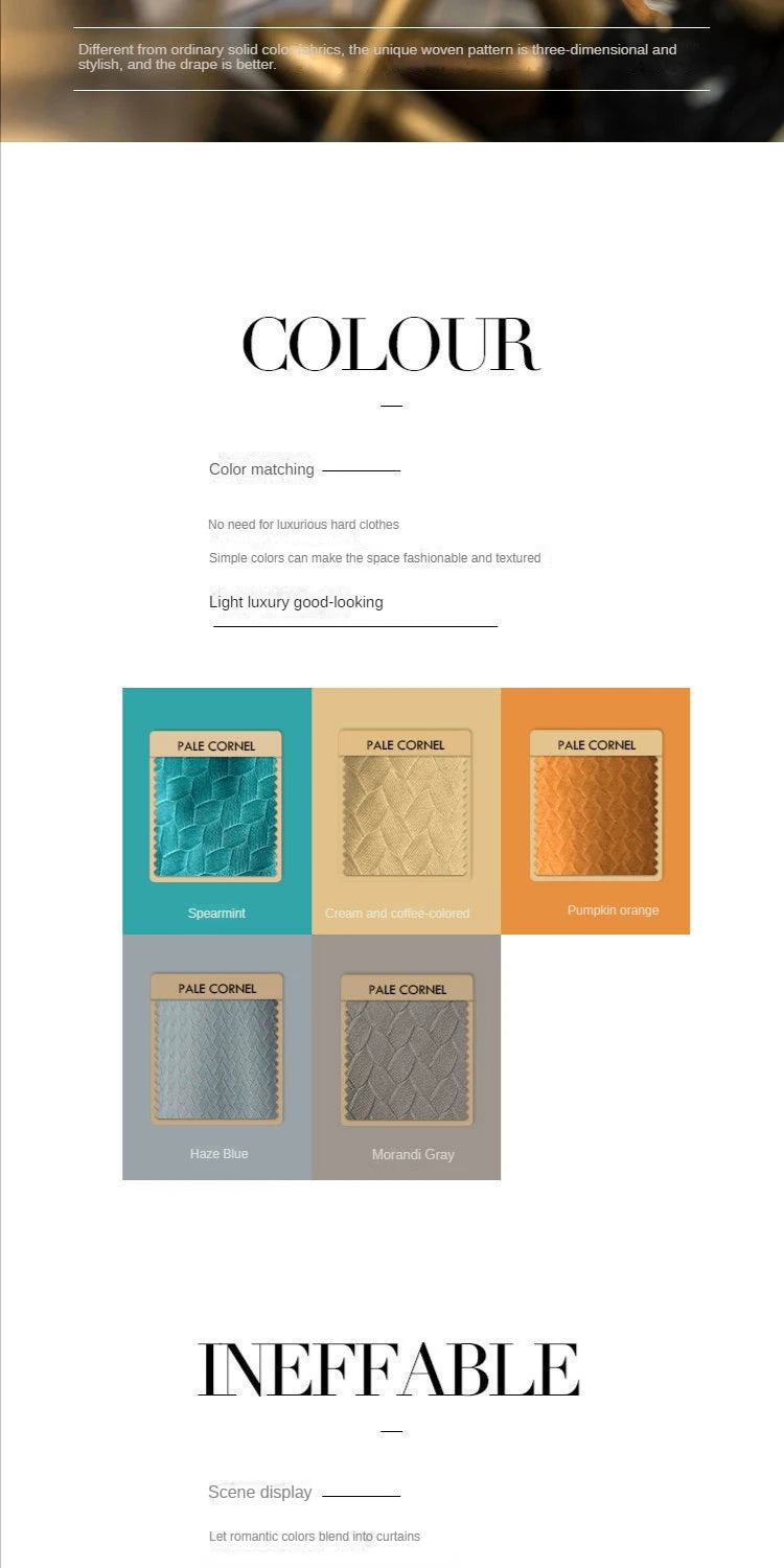 Home Art High-end Curtains for Living Room Luxury Bedroom Blackout Curtain Solid Color Japan Style Fishbone Pattern Room Drapes