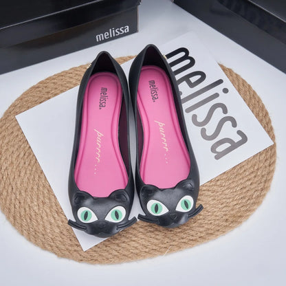 Design Big Butterfly Knot Melissa Women Flat Mules Sandals High Quality Cozy Patent Leather Pointed Toe Back Strap Shoes
