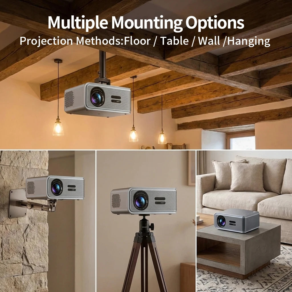 2026 New Smart Projector 2500 ANSI LM Google Play HDR10+ 1920*1080P Full HD Support 8K Video For Home Movie Theater TV Gaming