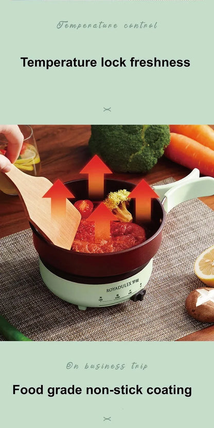 1.7L Folding Electric Cooker 3 Gear Adjustment Non-stick Electric Frying Pan Travel Hot Pot Dormitory Multi-function Pot 220V