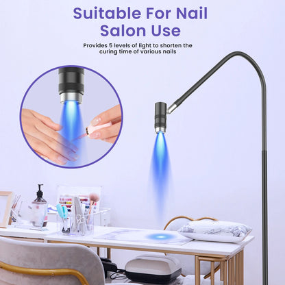 170cm Floor Standing Professional Nail UV Lamp Nail Dryer Stand 6W 5 Levels UV Lash Light Nail Tech Glue Lamp Foot Switch