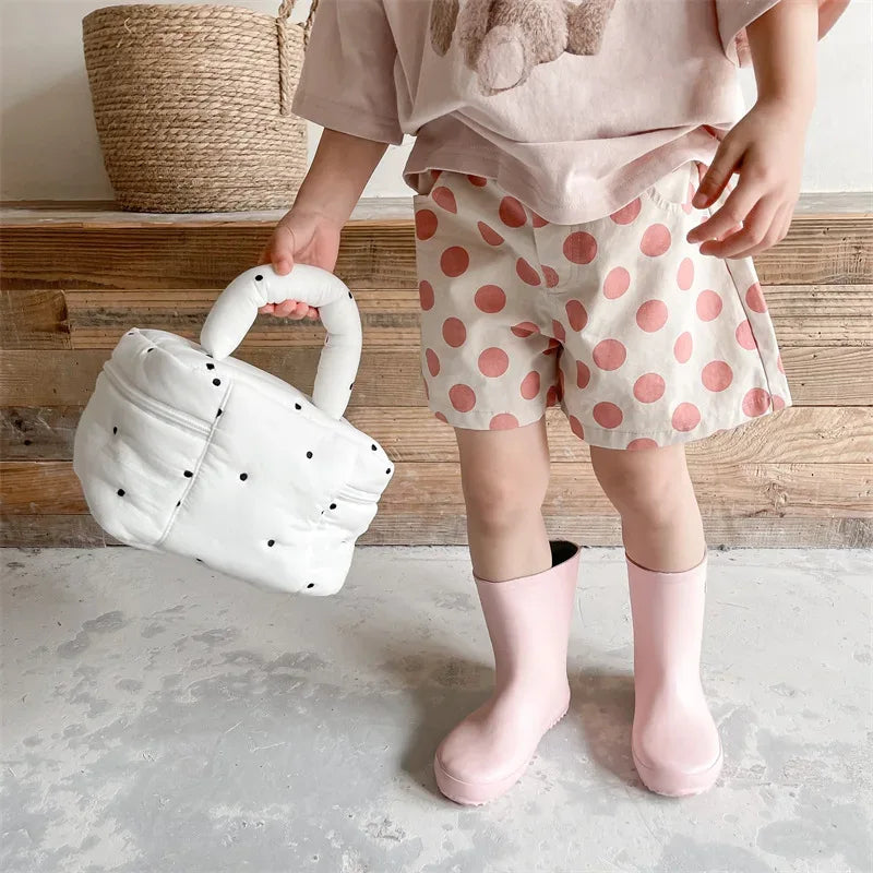 deer jonmi 2022 Summer Baby Girls Polka Dots Shorts Korean Style Children Cotton Trousers Toddlers Kids Casual Shorts
