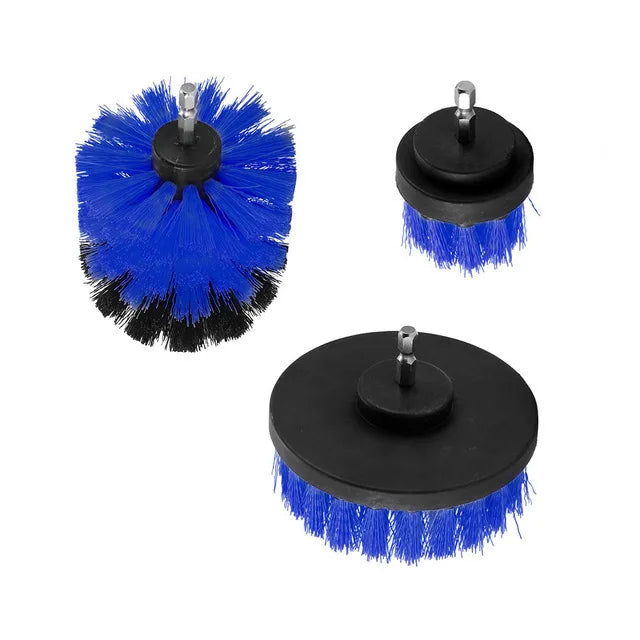 UNTIOR 3Pcs/Set Electric Scrubber Brush Drill Brush Kit Plastic Round Cleaning For Carpet Glass Car Tires Nylon Brushes