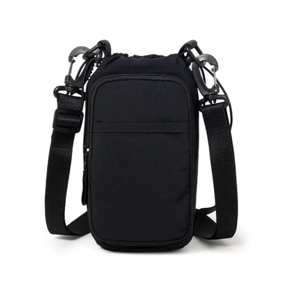 Adjustable Strap Nylon Water Bottle Storage Bag Phone Pocket Nylon Material Portable Water Bottle Bag Protective Cover