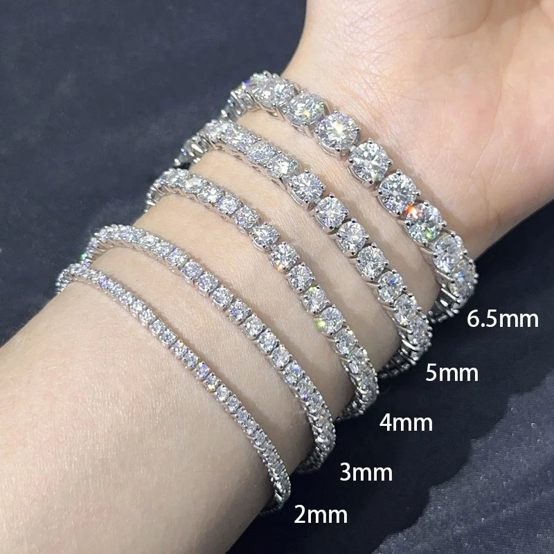 Luxury  Jewelry VVS Moissanite  Sterling Silver 925 Fashion Moissanite Tennis Chain Bracelet and Necklace For Women