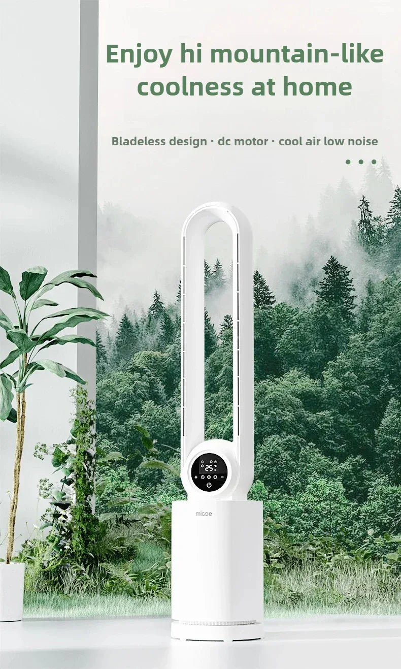 12-Speed Touch Control Bladeless Fan‌ Removable Washable Grille Tip-Over Protection Energy Efficient Cooling Tower Living Rooms