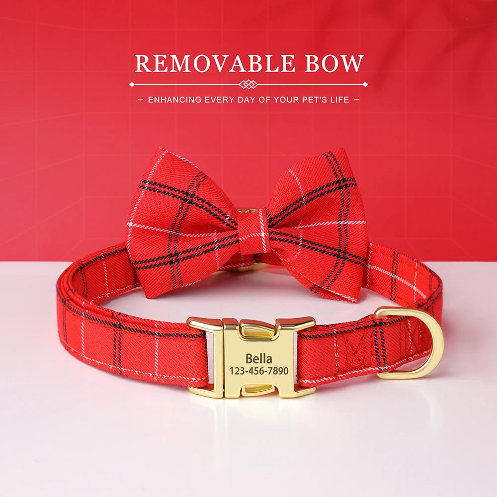 Personalized Dog Collar Cute Bowtie Puppy Cat Free Engraving Pet Buckle Collar For Small Medium Dogs Cats Chihuahua Yorkshire