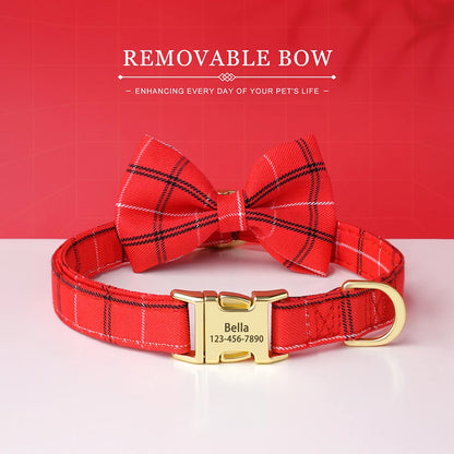 Personalized Dog Collar Cute Bowtie Puppy Cat Free Engraving Pet Buckle Collar For Small Medium Dogs Cats Chihuahua Yorkshire