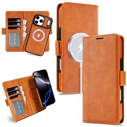 2 in 1 Magsafe Wallet Case For iPhone 17 Promax Air 16 Pro Max 15 Plus 14 13 12 iphone17 Cards Slot Leather Flip Phone Cover