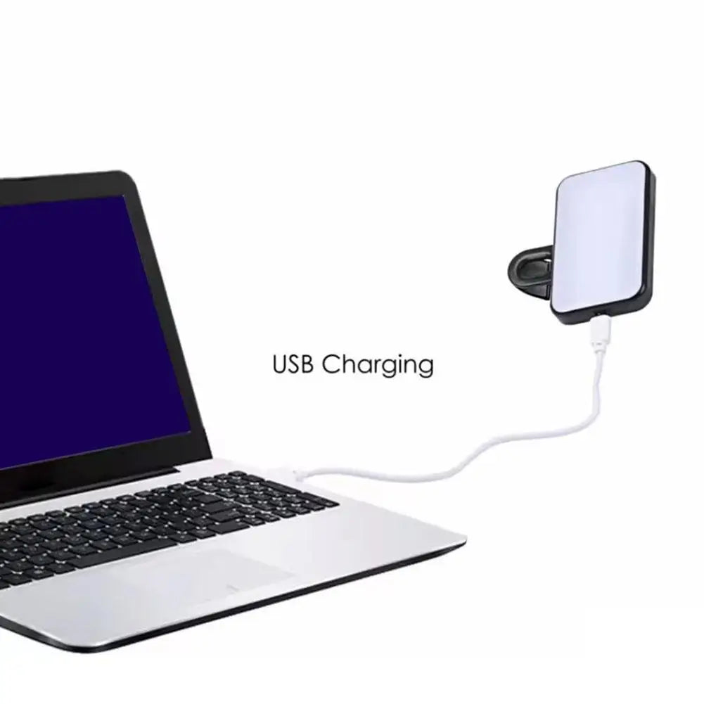 Portable LED Selfie Fill Light Rechargeable 3 Modes Adjustable Brightness Clip On For Phone Laptop Tablet Meeting Make Up Work