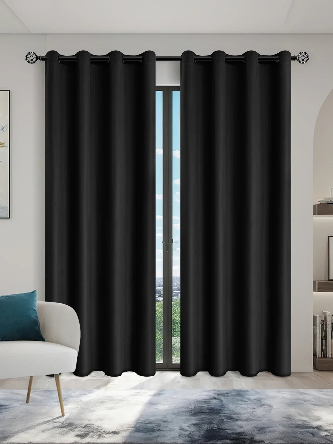 2pcs Solid 100% Blackout Curtain - Curtains for Bedroom and Living Room - UV Protection, Easy Sliding, and Stylish Design