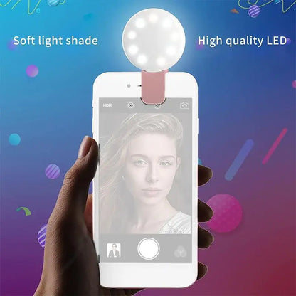 Portable Mini LED Selfie Ring Light for Mobile Phones Durable Three Step Dimming Photography Clip-On Fill Light for Perfect Self